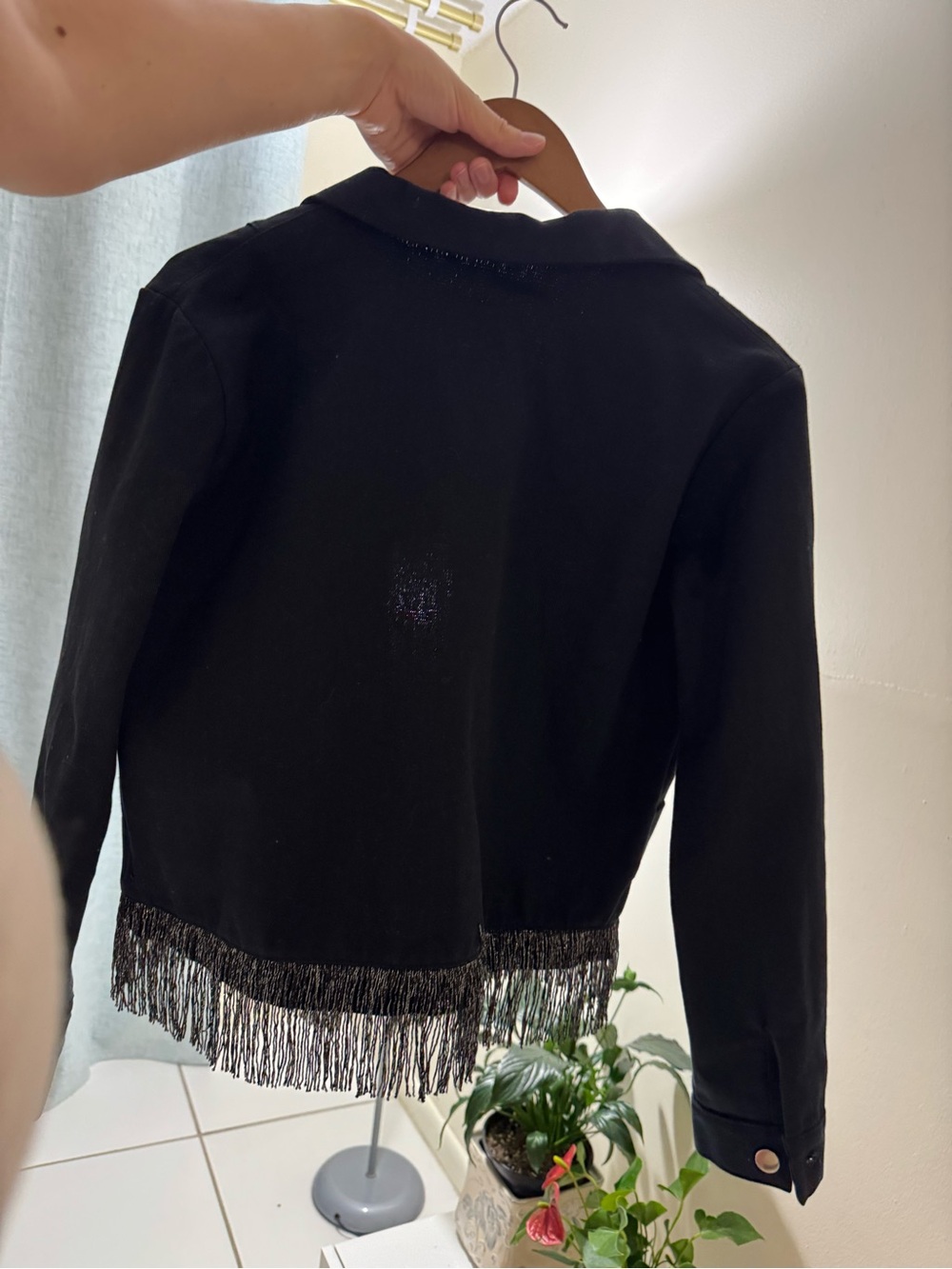 Fringe Hem Jean Jacket in Black by Boundless - Picture 6 of 7